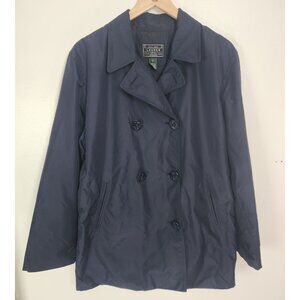 Ralph Lauren Lauren Women's Sz. L Navy Blue Nylon Nautical Pea Coat